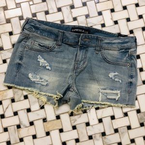 Express cutoff low rise jean shorts